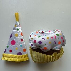 Elf on the Shelf Birthday Colorful Polka Dot Party Hat and Cupcake Set